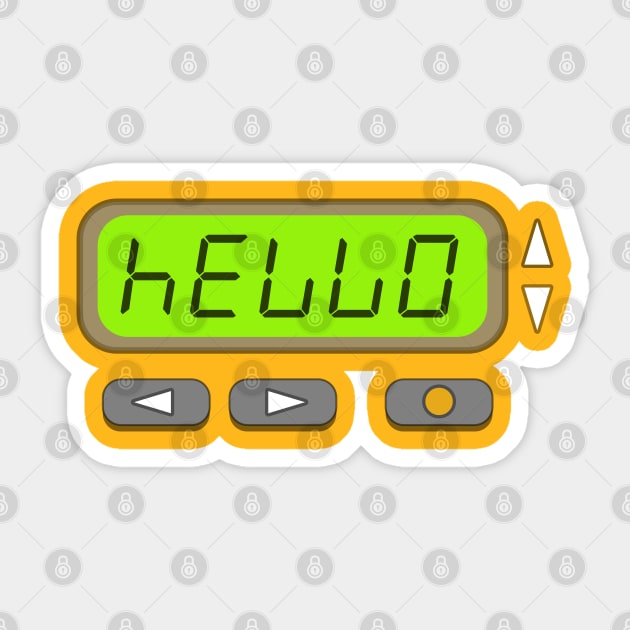 Minimalist 90s pager Hello 90s Sticker TeePublic